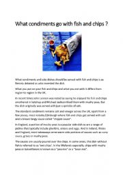 English Worksheet: What condiments go with fish and chips 