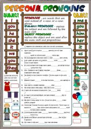 English Worksheet: Personal pronouns *B&W included*