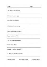 English Worksheet: Present Simple activities