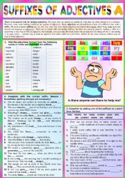 ADJECTIVE SUFFIXES A - basic rules + Ex + KEY