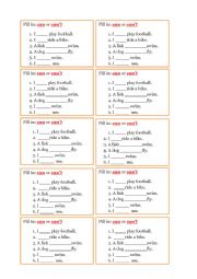 English Worksheet: can or can�t