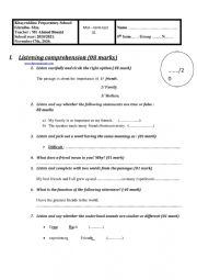 English Worksheet: test 9th form