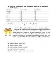 Revision test for comparative,superlative and giving directions