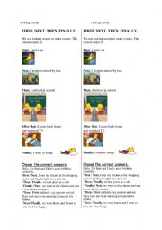 English Worksheet: Linking words - First-Then-Finally