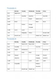English Worksheet: Information Gap Timetable 
