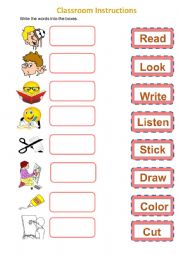 English Worksheet: Classroom Instructions