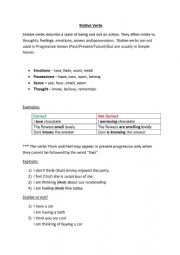English Worksheet: Stative Verbs Info Sheet 