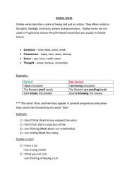 Stative Verbs Info Sheet 