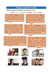 English Worksheet: People Around the World