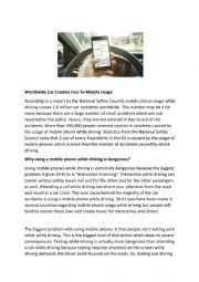 English Worksheet: Texting while Driving