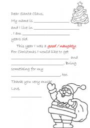 English Worksheet: A letter to Santa Claus