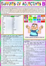 ADJECTIVE SUFFIXES B - basic rules + Ex + KEY