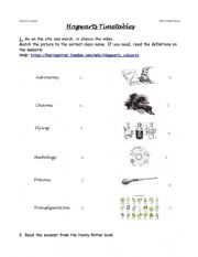 English Worksheet: Timetabes in Hogwarts