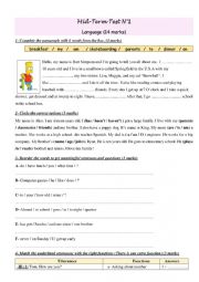 English Worksheet: mid-term test N1 7th form