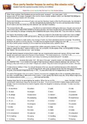 English Worksheet: Indian State of Goa Election - Obligatory Siestas 