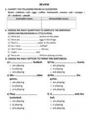 Review of Quantifiers + present continuous