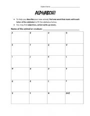 English Worksheet: Alphabox - Adjectives