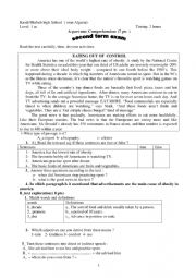 English Worksheet: first year exam