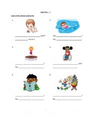 English Worksheet: Can you...?