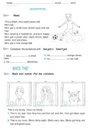 English Worksheet: DESCRIPTION