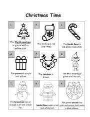 English Worksheet: Review Colors Xmas Activity