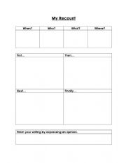 English Worksheet: Writing a Recount