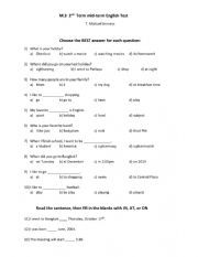 English Worksheet: Exam practice for M. 3 
