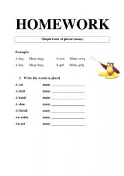 English Worksheet: Simple form plural (-s)