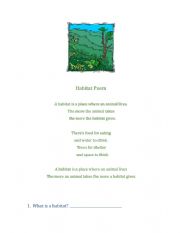 English Worksheet: Habitat Poem