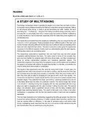 READING- A STUDY OF MULTITASKING