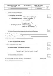 English Worksheet: mid term test N2 for Bac students (Tunisian system)