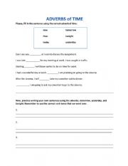 English Worksheet: Adverb of time