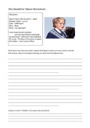 English Worksheet: MRS DOUBTFIRE MOVIE RESOURCE