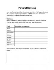 English Worksheet: Personal Narrative