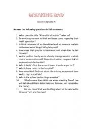 English Worksheet: Breaking Bad S01E06