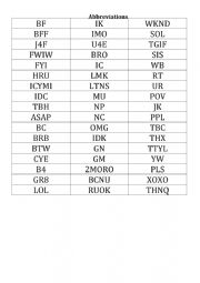 English Worksheet: ABBreviations