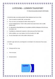 English Worksheet: Listening A1 A2 (London Transport)