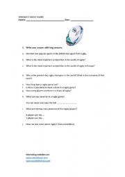 English Worksheet: Trivia Questions about Rugby 
