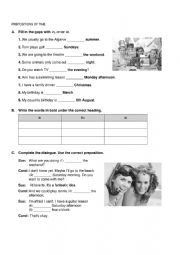 English Worksheet: Prepositions of Time