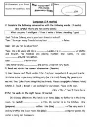 English Worksheet: mid-term test 2