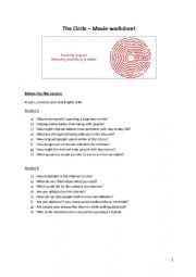 English Worksheet: The Circle - Movie worksheet