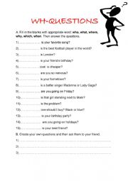English Worksheet: Question particles