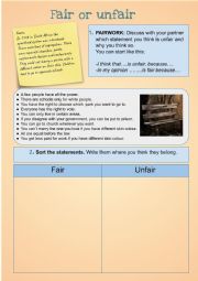 English Worksheet: Fair or unfair