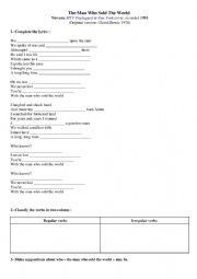 English Worksheet: Nirvana : the man who sold the world lyrics