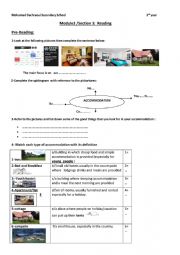 English Worksheet: module3 ACCOMMODATION