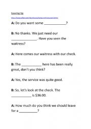 English Worksheet: leaving a tip