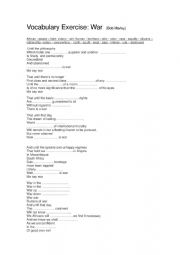 English Worksheet: War - Bob Marley Song