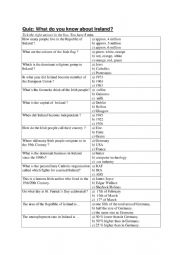 English Worksheet: Ireland quiz