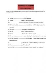 English Worksheet: Action and non action verbs exercise