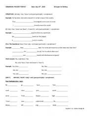 English Worksheet: Present Perfect Structures and Past Participles